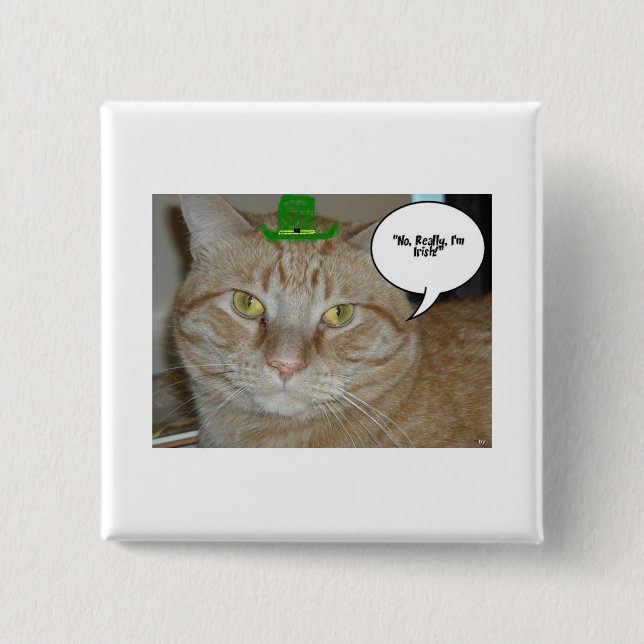 Orange Tabby Cat 2 Inch Square Button (Front)