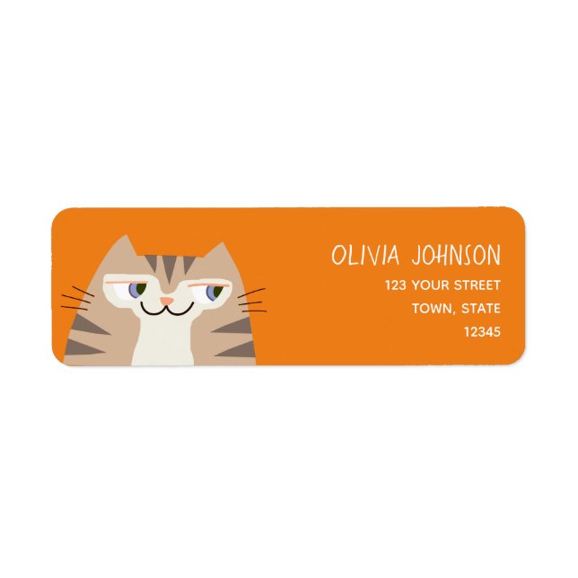 Orange Tabby Cat Adresse de retour (Devant)
