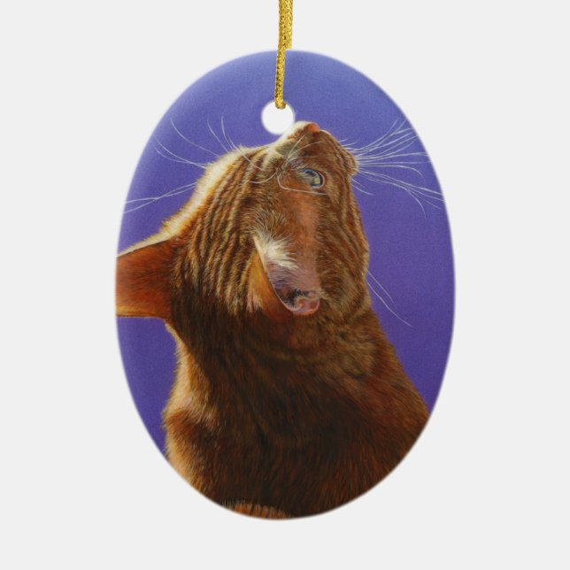 Orange Tabby Cat Angel Light #2 Ceramic Ornament (Front)