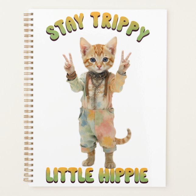Orange Tabby Cat Boho Stay Trippy Little Hippie  (Devant)