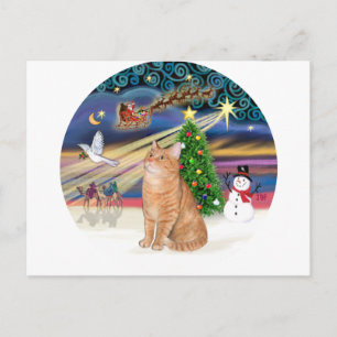 Orange Tabby Cat - Christmas Magic Holiday Postcard