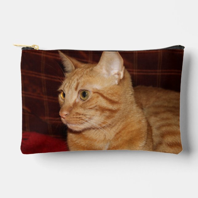 Orange Tabby Cat Face Profile Accessory Pouch (Front)