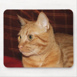 Orange Tabby Cat Face Profile Mouse Pad
