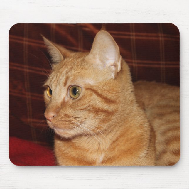 Orange Tabby Cat Face Profile Mouse Pad (Front)