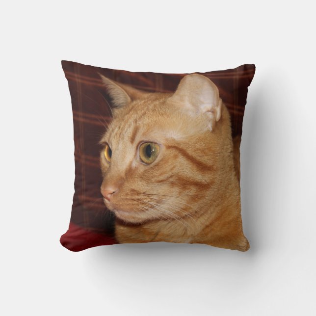 Orange Tabby Cat Face Profile Throw Pillow (Front)