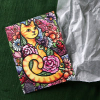 Orange Tabby Cat Flower Garden