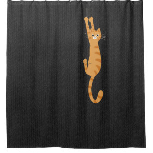 Orange Tabby Cat Hanging On Funny Striped Cat