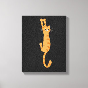  Orange Tabby Cat Hanging On   Funny Striped Cat Canvas Print