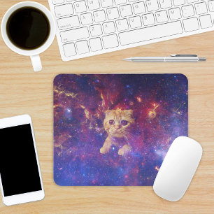 Orange Tabby Cat in space Mouse Pad