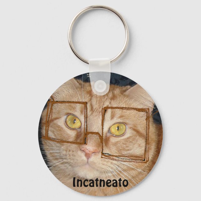 Orange Tabby Cat/Incognito Humour Keychain (Front)