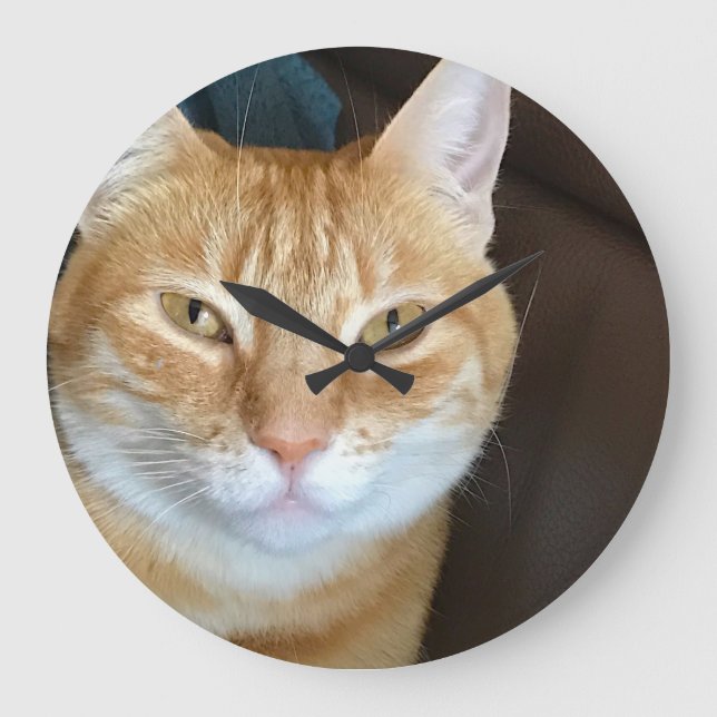 Orange tabby cat large clock (Front)