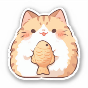 Orange Tabby Cat Loves Taiyaki Sticker