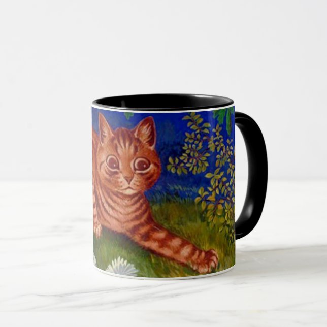 Orange Tabby Cat Painting by Louis Wain Mug (Front Right)
