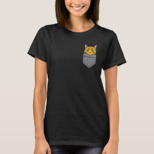 Orange Tabby Cat Pocket Cute Kitten Men Women Kids T-Shirt