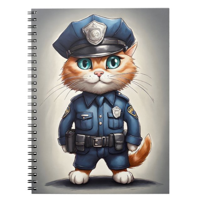 Orange Tabby Cat Police Cop Spiral Photo Notebook (Front)