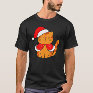 Orange Tabby Cat Santa Hat Christmas Cat Bah humb T-Shirt