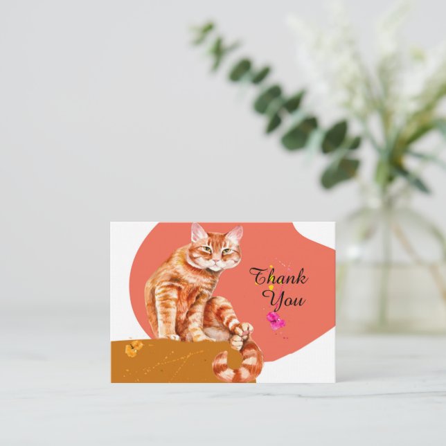 Orange Tabby Cat Thank You Cat Card (Standing Front)
