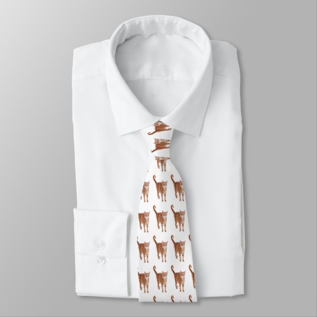 Orange Tabby Cat Tie (Tied)