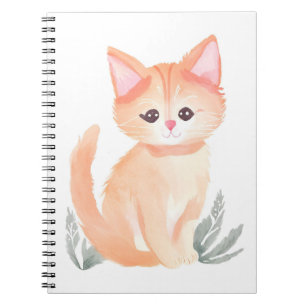 Orange Tabby Cat Watercolor Kitten Notebook