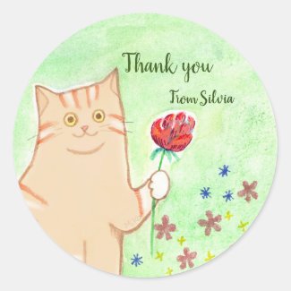 Orange tabby Cat with a Flower Easy Custom Favor