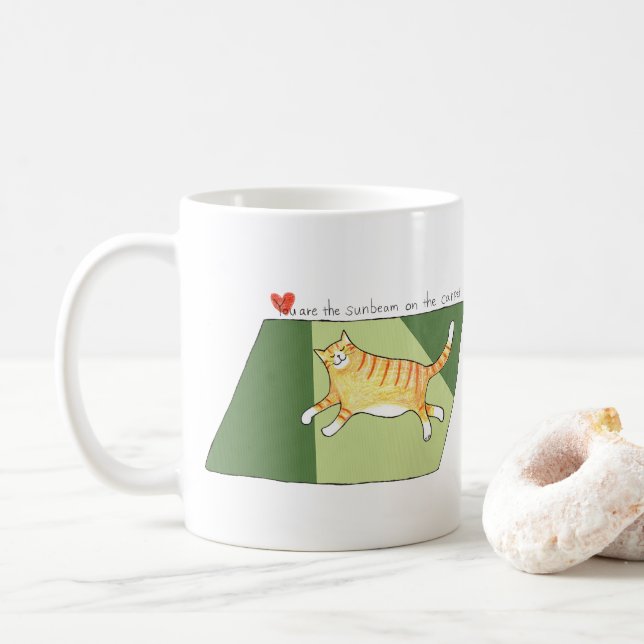 Orange Tabby Cat You are Sunbeam on the Carpet Coffee Mug (With Donut)