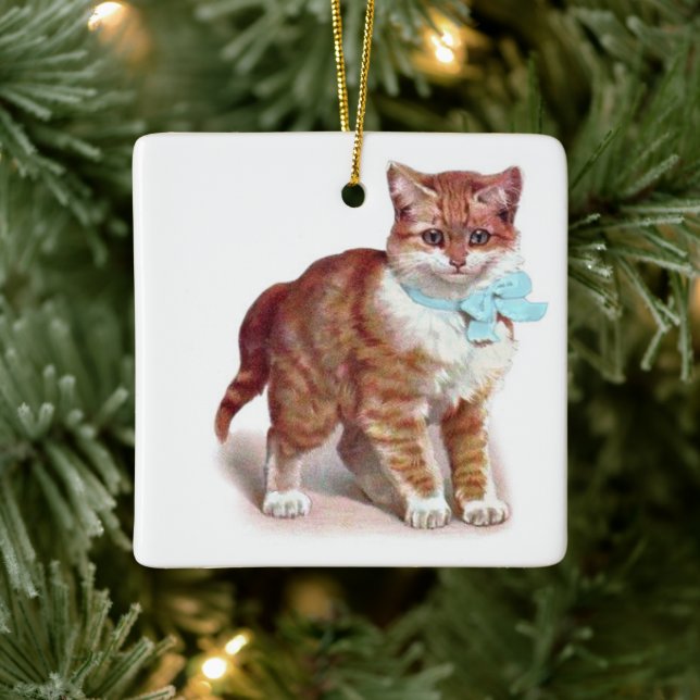 Orange Tabby Chat ・ Art de H. Maguire ・ Ornement (Arbre)