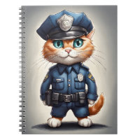 Orange Tabby Chat Police Cop Spiral Photo Carnet