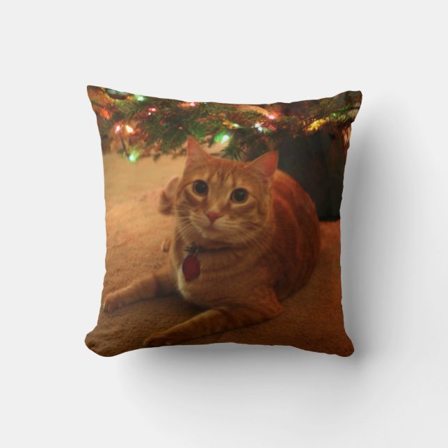 Orange Tabby Christmas Pillow (Front)