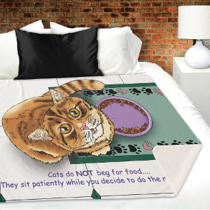 Orange Tabby Food Bowl Kitchen Sherpa Blanket