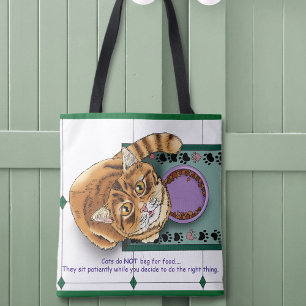Orange Tabby Food Bowl Kitchen Tote Bag