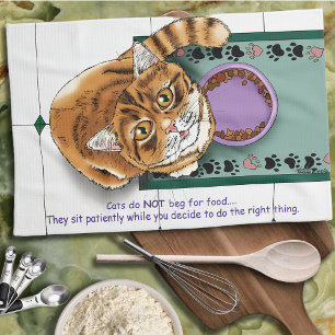 Orange Tabby Food Bowl Kitchen Towel