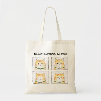 Orange Tabby Ginger Cat Slow Blink Funny Cat Lover Tote Bag