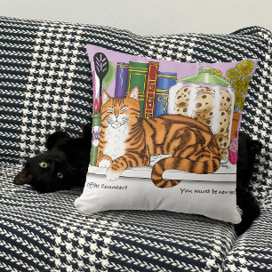 Orange Tabby Kitchen Counter Top Cat Throw Pillow