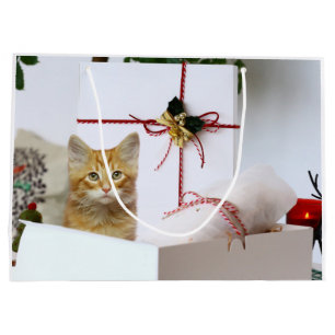 Orange tabby kitten Christmas Large Gift Bag