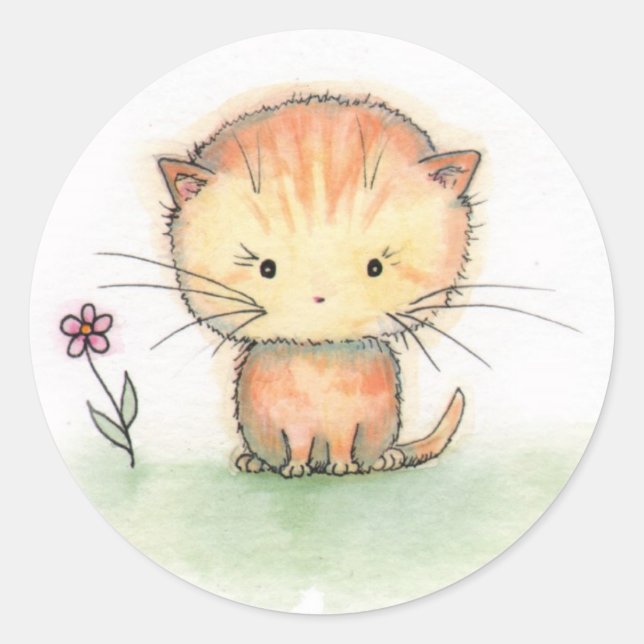 Orange Tabby Kitten Illustration Stickers (Front)