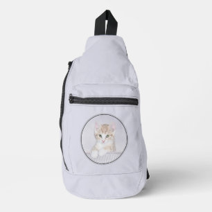 Orange Tabby Kitten Painting Cute Original Art Sling Bag