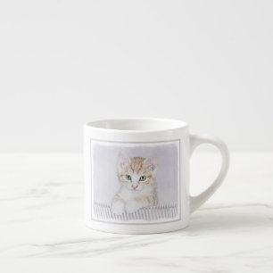 Orange Tabby Kitten Painting - Original Cat Art Espresso Cup