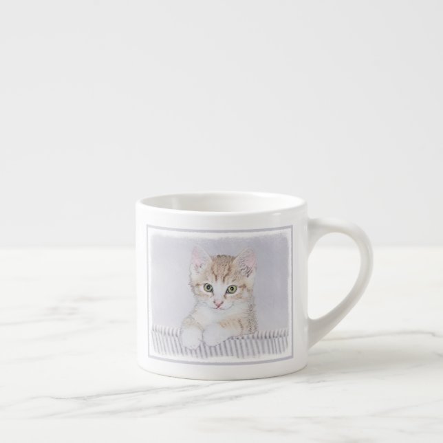 Orange Tabby Kitten Painting - Original Cat Art Espresso Cup (Right)