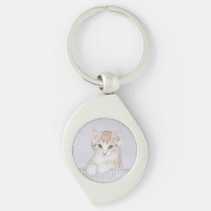 Orange Tabby Kitten Painting - Original Cat Art Keychain