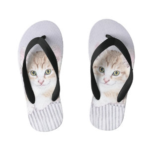 Orange Tabby Kitten Painting - Original Cat Art Kid's Flip Flops