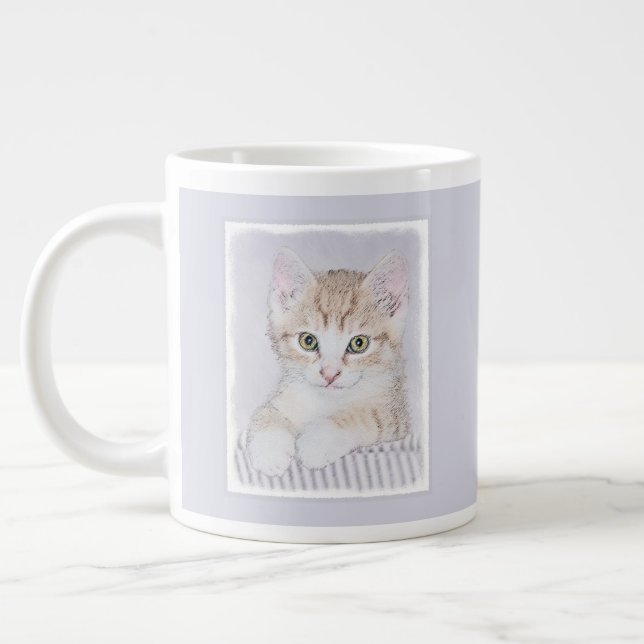 Orange Tabby Kitten Painting - Original Cat Art Large Coffee Mug (Left)