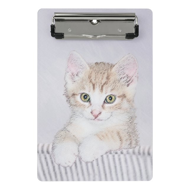 Orange Tabby Kitten Painting - Original Cat Art Mini Clipboard (Front)