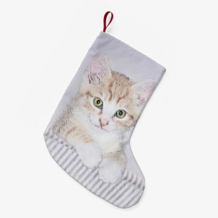 Orange Tabby Kitten Painting - Original Cat Art Small Christmas Stocking