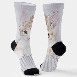 Orange Tabby Kitten Painting - Original Cat Art Socks