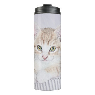Orange Tabby Kitten Painting - Original Cat Art Thermal Tumbler