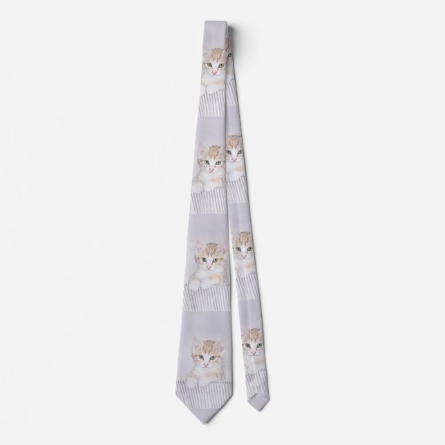 Orange Tabby Kitten Painting - Original Cat Art Tie (Front)