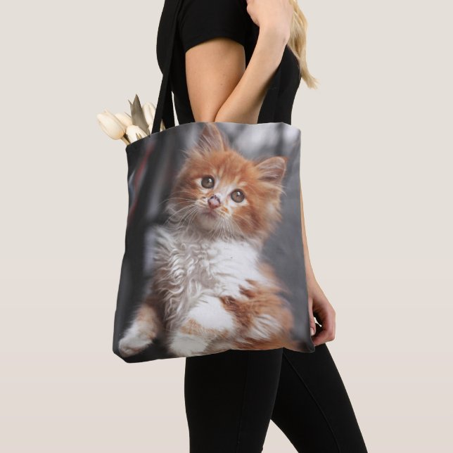 Orange Tabby Kitten Tote Bag (Close Up)