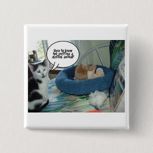 Orange Tabby Kitty Cat 2 Inch Square Button