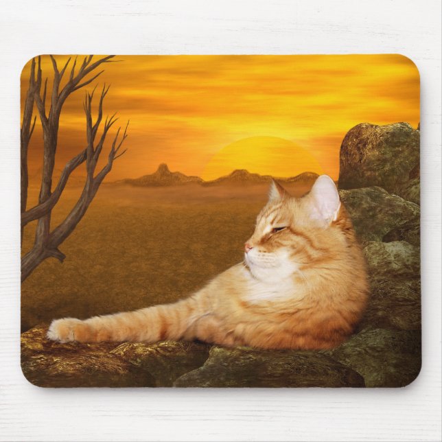 Orange tabby lazes in the sun mouse pad (Front)