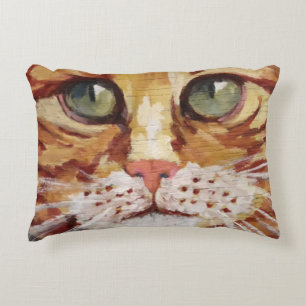 Orange Tabby Painting Detail Accent Pillow